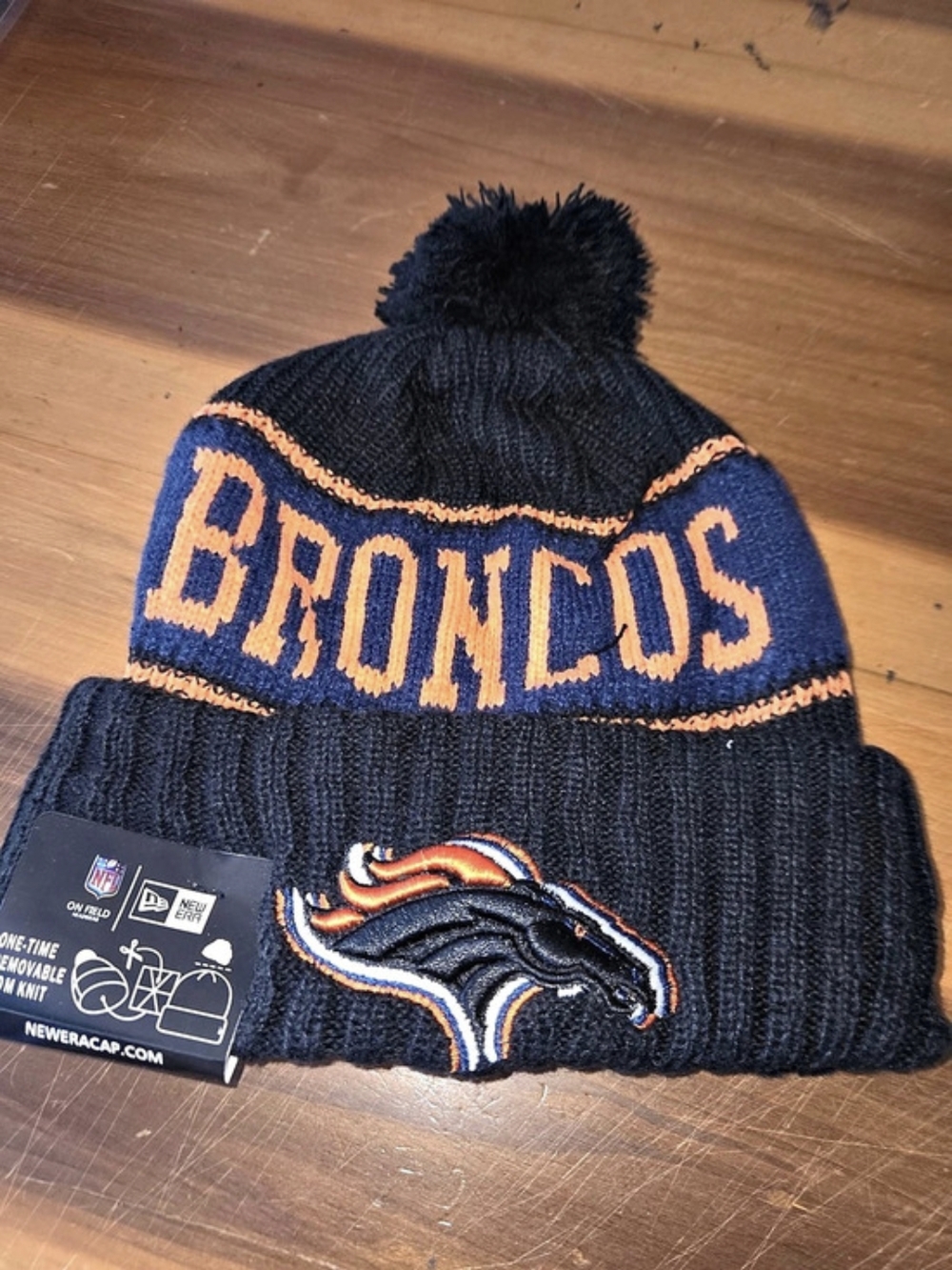 Fanatics Denver Broncos Pom Beanie Blue & Orange NWT